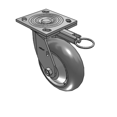 4 Series 2 Inch Wide Top Plate Swivel Caster with 6 x 2 Performa Rubber (Round) Wheel