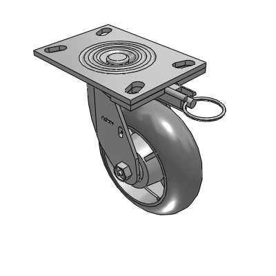 4 Series 2 Inch Wide Top Plate Swivel Caster with 6 x 2 Performa Rubber (Round) Wheel