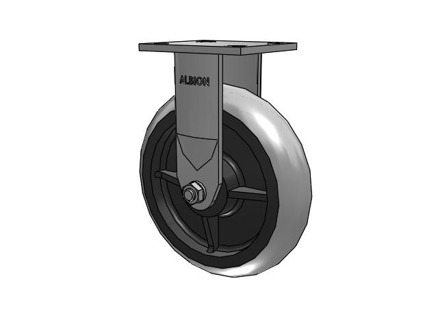120 Series Top Plate Rigid Caster with 8 x 2 Grey Tread on Grey Core XP - X-treme Plus Solid Polyurethane Wheel