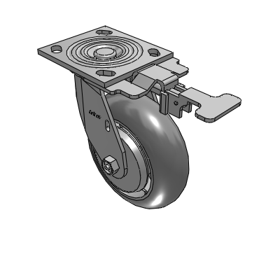 4 Series 2 Inch Wide Top Plate Swivel Caster with 6 x 2 Performa Rubber (Round) Wheel