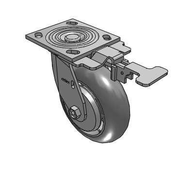 4 Series 2 Inch Wide Top Plate Swivel Caster with 6 x 2 Performa Rubber (Round) Wheel