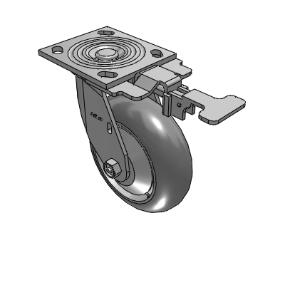 4 Series 2 Inch Wide Top Plate Swivel Caster with 6 x 2 Performa Rubber (Round) Wheel