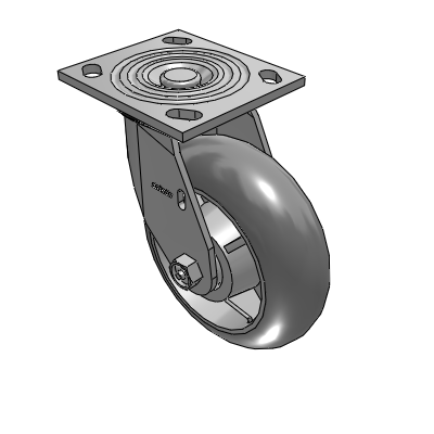 4 Series 2 Inch Wide Top Plate Swivel Caster with 6 x 2 Performa Rubber (Round) Wheel