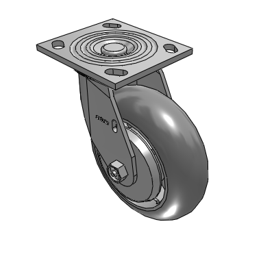 4 Series 2 Inch Wide Top Plate Swivel Caster with 6 x 2 Performa Rubber (Round) Wheel