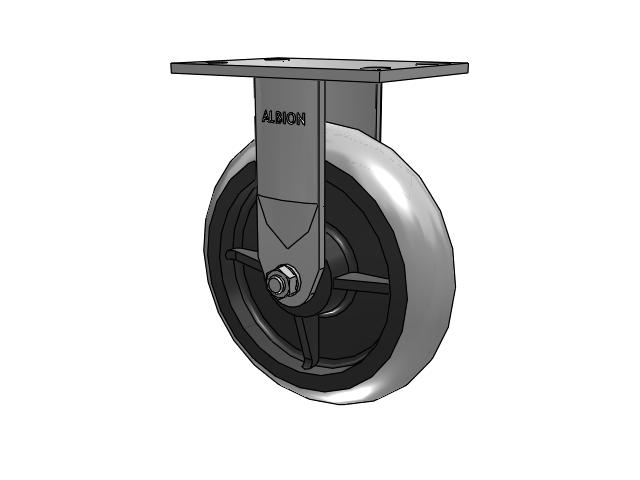 120 Series Top Plate Rigid Caster with 8 x 2 Grey Tread on Grey Core XP - X-treme Plus Solid Polyurethane Wheel