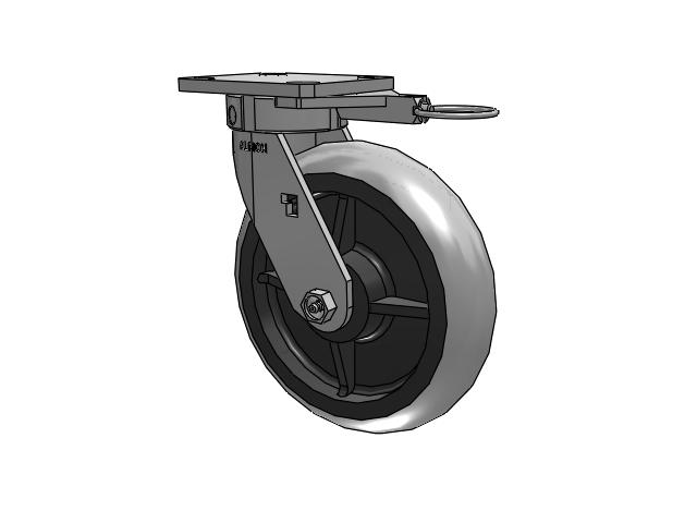120 Series Top Plate Swivel Caster with 8 x 2 Grey Tread on Grey Core XP - X-treme Plus Solid Polyurethane Wheel