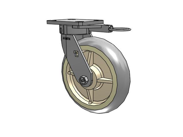 120 Series Top Plate Swivel Caster with 8 x 2 Grey Tread on Grey Core XR - X-tra Soft Rubber (Round) - Prevenz Antimicrobial Wheel
