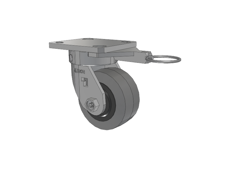 120 Series Top Plate Swivel Caster with 4 x 2 Grey Tread on Grey Core XS - Performa X-tra Soft Rubber (Flat) - Prevenz Antimicrobial Wheel