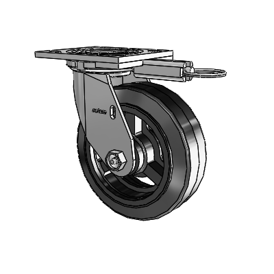 4 Series 2 Inch Wide Top Plate Swivel Caster with 6 x 2 MR - Moldon Rubber (Cast Iron Core) Wheel