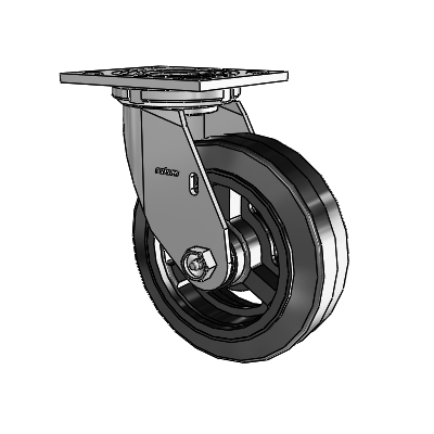 4 Series 2 Inch Wide Top Plate Swivel Caster with 6 x 2 MR - Moldon Rubber (Cast Iron Core) Wheel