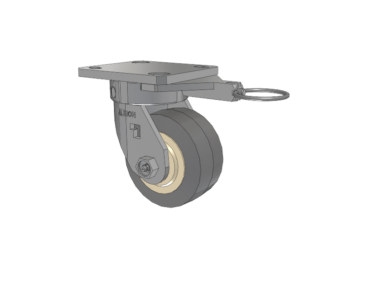 120 Series Top Plate Swivel Caster with 4 x 2 Grey Tread on Grey Core XS - X-tra Soft Rubber (Flat) - Prevenz Antimicrobial Wheel