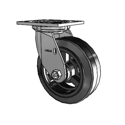4 Series 2 Inch Wide Top Plate Swivel Caster with 6 x 2 MR - Moldon Rubber (Cast Iron Core) Wheel