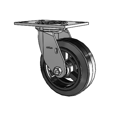4 Series 2 Inch Wide Top Plate Swivel Caster with 6 x 2 MR - Moldon Rubber (Cast Iron Core) Wheel