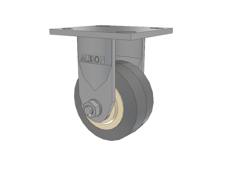120 Series Top Plate Rigid Caster with 4 x 2 Grey Tread on Grey Core XS - X-tra Soft Rubber (Flat) - Prevenz Antimicrobial Wheel