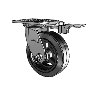 4 Series 2 Inch Wide Top Plate Swivel Caster with 6 x 2 MR - Moldon Rubber (Cast Iron Core) Wheel