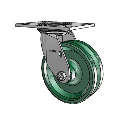 4 Series 2 Inch Wide Top Plate Swivel Caster with 6 x 2 V-Groove Wheel