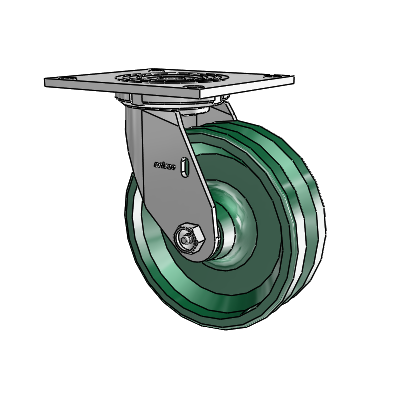 4 Series 2 Inch Wide Top Plate Swivel Caster with 6 x 2 V-Groove Wheel