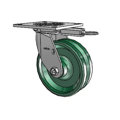 4 Series 2 Inch Wide Top Plate Swivel Caster with 6 x 2 V-Groove Wheel