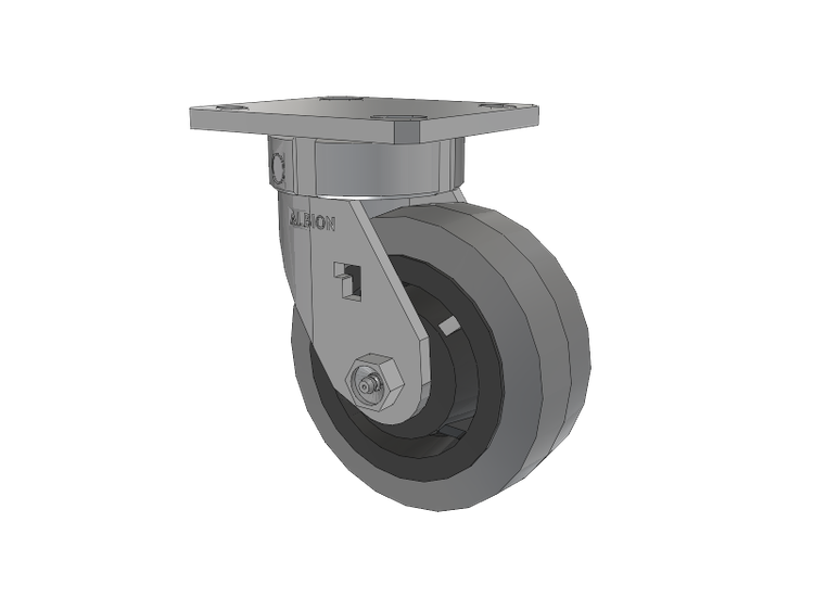 120 Series Top Plate Swivel Caster with 5 x 2 Grey Tread on Grey Core XS - Performa X-tra Soft Rubber (Flat) - Prevenz Antimicrobial Wheel