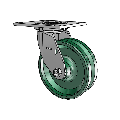 4 Series 2 Inch Wide Top Plate Swivel Caster with 6 x 2 V-Groove Wheel