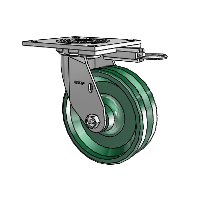 4 Series 2 Inch Wide Top Plate Swivel Caster with 6 x 2 V-Groove Wheel