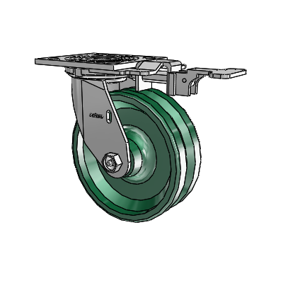 4 Series 2 Inch Wide Top Plate Swivel Caster with 6 x 2 V-Groove Wheel