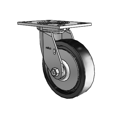 4 Series 1 1/2" Casters Top Plate Swivel Zinc with 6 x 1.5 Polyolefin Wheel