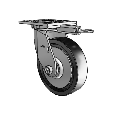 4 roulettes de la série 1 de 1 1/2", à plaque supérieure pivotante en zinc, avec roue en polyoléfine de 6 x 1,5