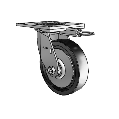 4 roulettes de la série 1 de 1 1/2", à plaque supérieure pivotante en zinc, avec roue en polyoléfine de 6 x 1,5