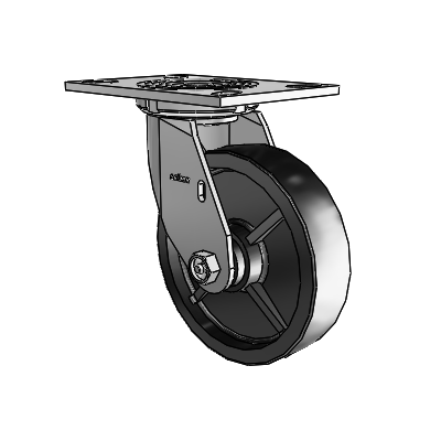 4 Series 1 1/2" Casters Top Plate Swivel Zinc with 6 x 1.5 Polyolefin Wheel