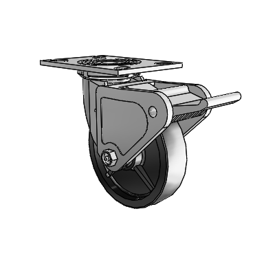 4 Series 1 1/2" Casters Top Plate Swivel Zinc with 6 x 1.5 Polyolefin Wheel and Tech Lock Brake