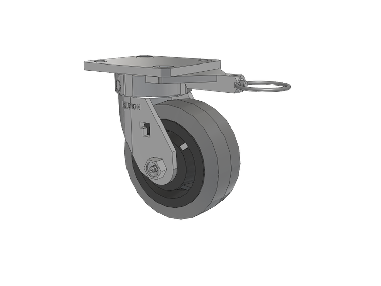 120 Series Top Plate Swivel Caster with 5 x 2 Grey Tread on Grey Core XS - Performa X-tra Soft Rubber (Flat) - Prevenz Antimicrobial Wheel