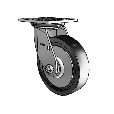 4 roulettes de la série 1 de 1 1/2", à plaque supérieure pivotante en zinc, avec roue en polyoléfine de 6 x 1,5