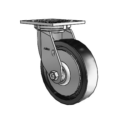 4 roulettes de la série 1 de 1 1/2", à plaque supérieure pivotante en zinc, avec roue en polyoléfine de 6 x 1,5