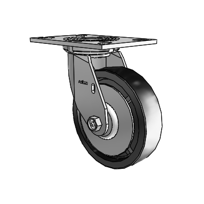 4 Series 1 1/2" Casters Top Plate Swivel Zinc with 6 x 1.5 Polyolefin Wheel