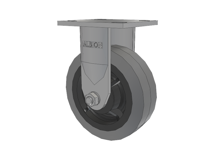 120 Series Top Plate Rigid Caster with 6 x 2 Grey Tread on Grey Core XS - Performa X-tra Soft Rubber (Flat) - Prevenz Antimicrobial Wheel