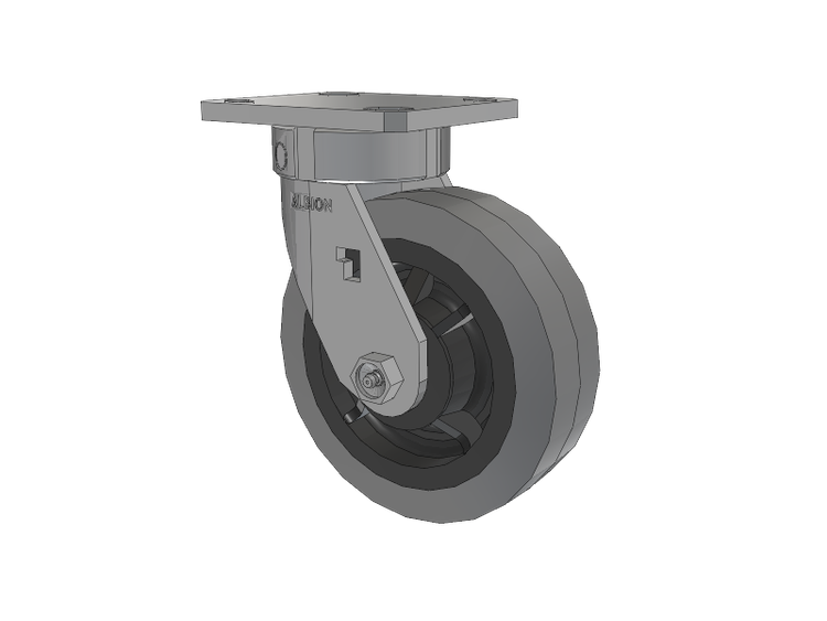 120 Series Top Plate Swivel Caster with 6 x 2 Grey Tread on Grey Core XS - Performa X-tra Soft Rubber (Flat) - Prevenz Antimicrobial Wheel