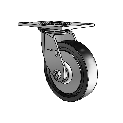 4 Series 1 1/2" Casters Top Plate Swivel Zinc with 6 x 1.5 Polyolefin Wheel