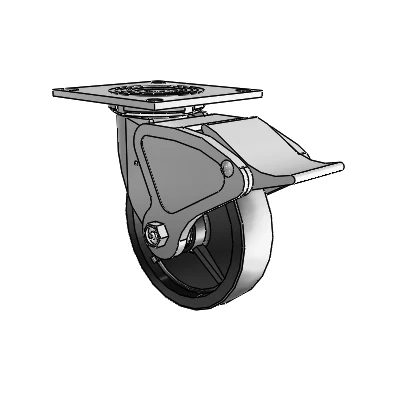 4 Series 1 1/2" Casters Top Plate Swivel Zinc with 6 x 1.5 Polyolefin Wheel and Total Lock Brake