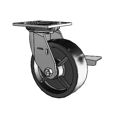 4 Series 2 Inch Wide Top Plate Swivel Caster with 6 x 2 Polyolefin Wheel and Side Lock Brake