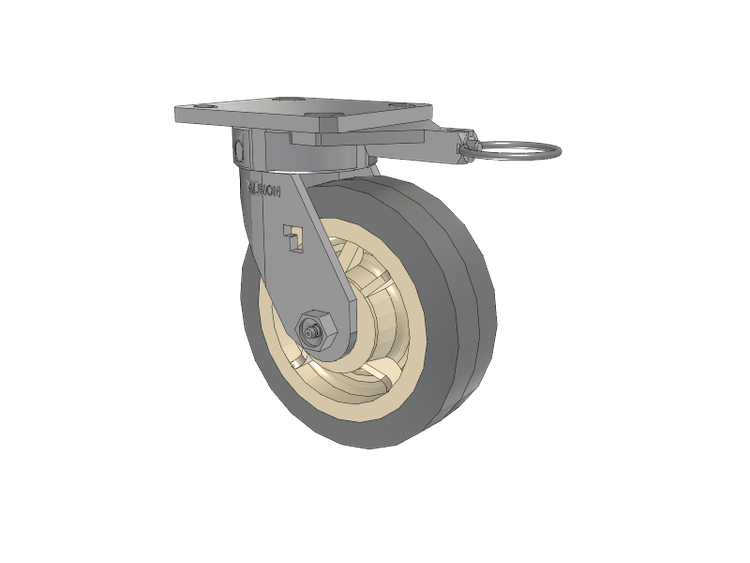 120 Series Top Plate Swivel Caster with 6 x 2 Grey Tread on Grey Core XS - X-tra Soft Rubber (Flat) - Prevenz Antimicrobial Wheel