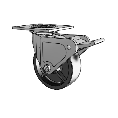 4 Series 2 Inch Wide Top Plate Swivel Caster with 6 x 2 Polyolefin Wheel and Tech Lock Brake