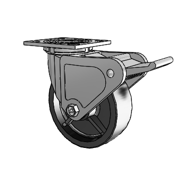 4 Series 2 Inch Wide Top Plate Swivel Caster with 6 x 2 Polyolefin Wheel and Tech Lock Brake