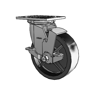 4 Series 2 Inch Wide Top Plate Swivel Caster with 6 x 2 Polyolefin Wheel and Top Lock Brake