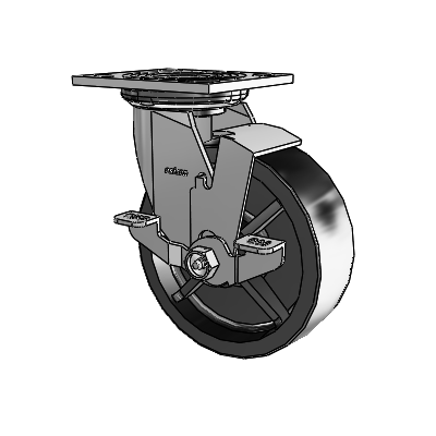 4 Series 2 Inch Wide Top Plate Swivel Caster with 6 x 2 Polyolefin Wheel and Top Lock Brake