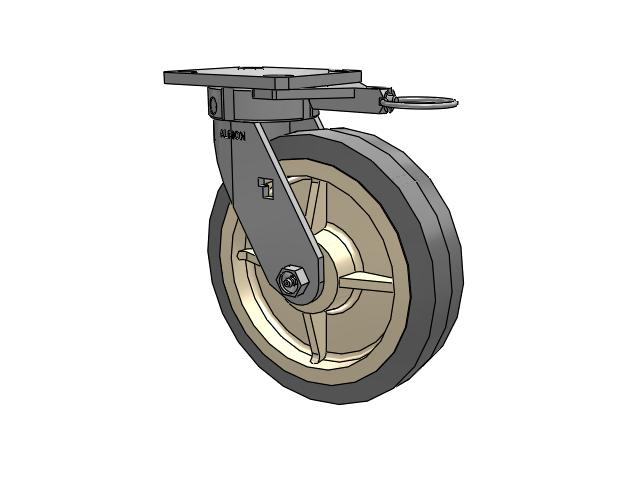 120 Series Top Plate Swivel Caster with 8 x 2 Grey Tread on Grey Core XS - X-tra Soft Rubber (Flat) - Prevenz Antimicrobial Wheel