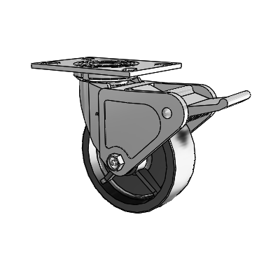 4 Series 2 Inch Wide Top Plate Swivel Caster with 6 x 2 Polyolefin Wheel and Tech Lock Brake