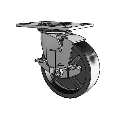 4 Series 2 Inch Wide Top Plate Swivel Caster with 6 x 2 Polyolefin Wheel and Top Lock Brake