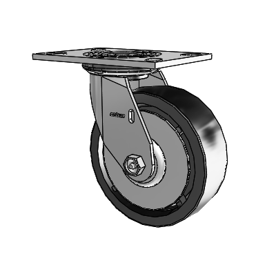 4 Series 2 Inch Wide Top Plate Swivel Caster with 6 x 2 Polyolefin Wheel