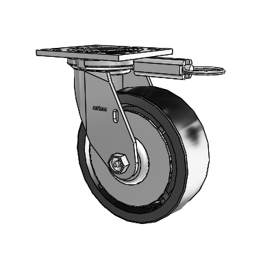Roulette pivotante de la série 4, à plaque supérieure de 2 pouces de large, équipée d'une roue en polyoléfine de 6 x 2